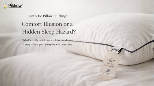 Synthetic pillow stuffing trapping heat compared to breathable natural pillow filling for healthier sleep.