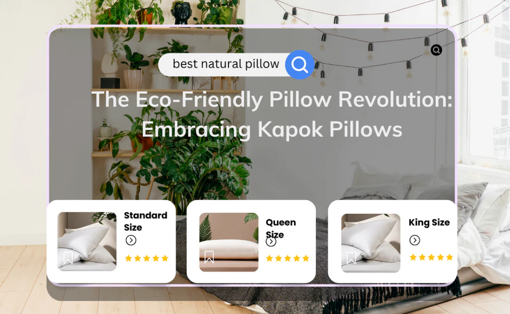 Eco-friendly bedroom with Kapok pillows in Standard, Queen, and King sizes, Pikkow Pillows