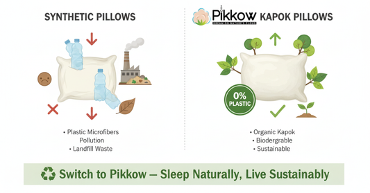 Plastic-free pillows by Pikkow promoting sustainable and biodegradable bedding in India
