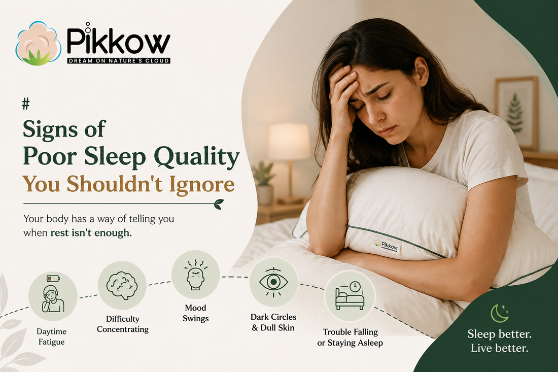 signs of poor sleep quality with girl with white pillow