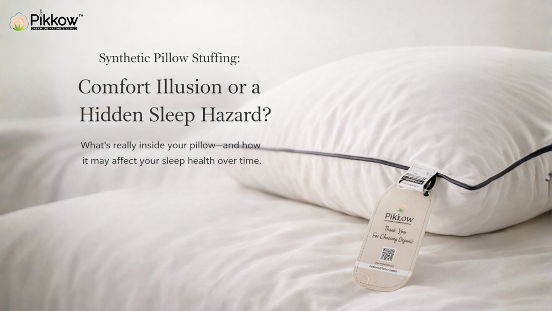Synthetic pillow stuffing trapping heat compared to breathable natural pillow filling for healthier sleep.