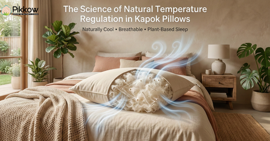 Kapok pillow showing natural airflow and breathable fiber structure for temperature regulation