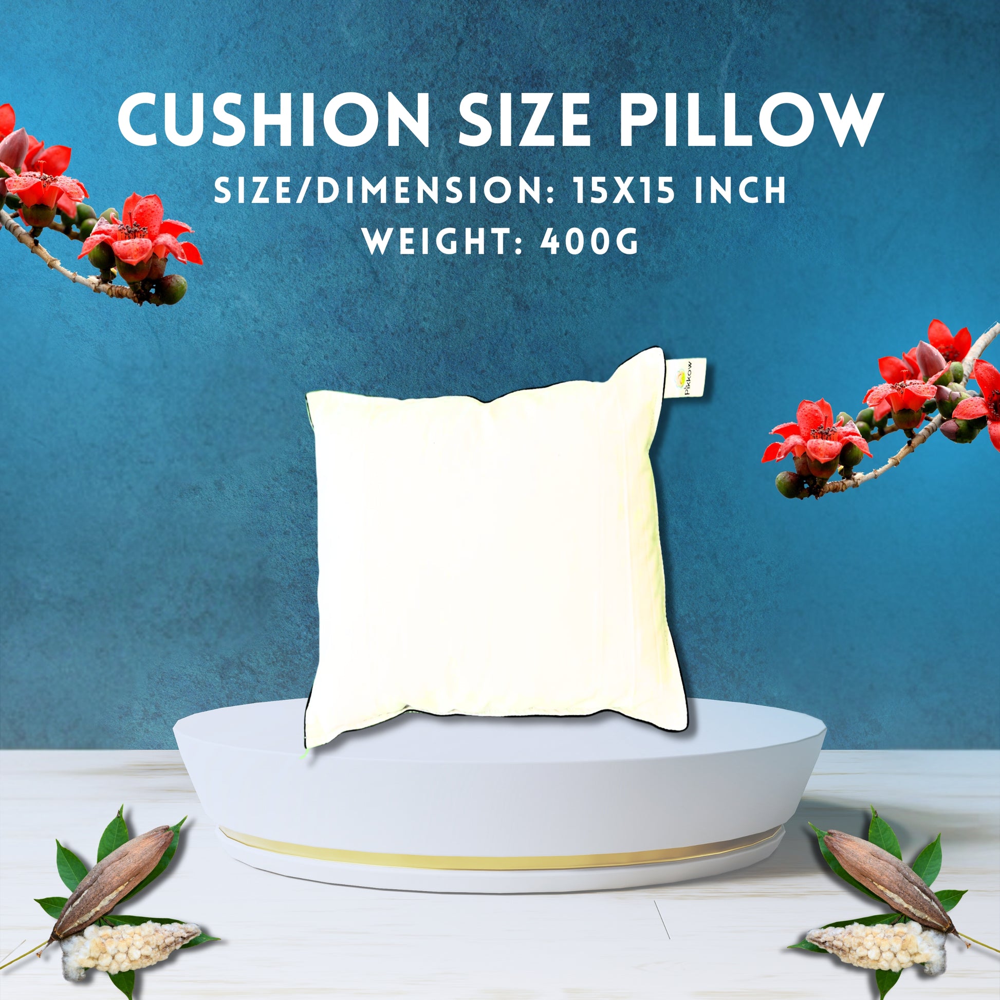 Buy Organic 100% plant based Cushion Kapok Pillows from Pikkow Pillows, the premium kapok pillows online store. Buy this Cushion Size Kapok Pillow for you sofa to get firm and confortable posture while you sit and you feel great while siting on it. Our Cushion Kapok Pillows weights only 400 grams and with the dimension of 15 inch x 15 inch. Buy Now the premium cushion kapok pillows from Pikkows Pillows online Now!!!