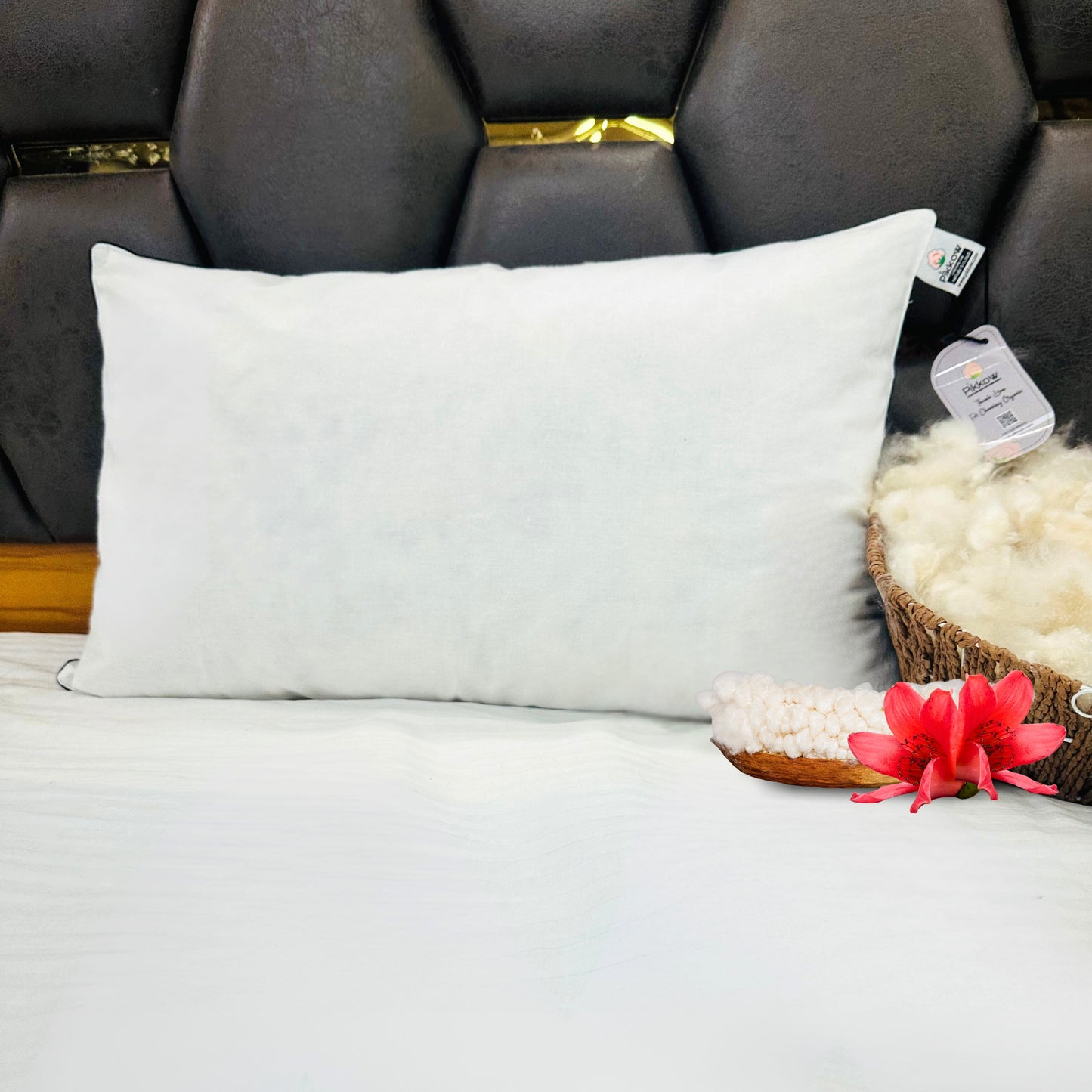 Standard Size Organic Kapok Pillow filled with silky floss from kapok seeds for soft and eco-friendly sleep comfort