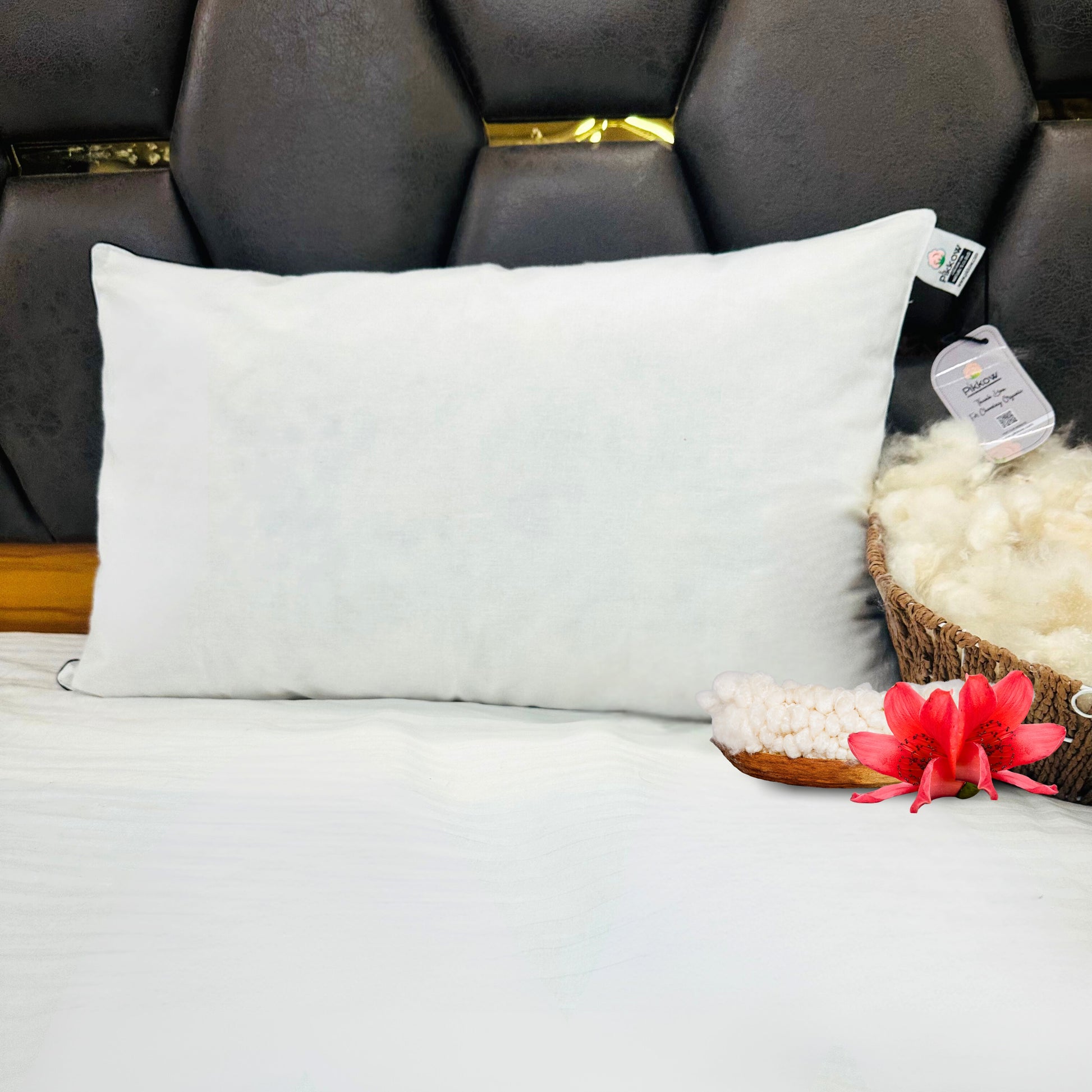 Standard Size Organic Kapok Pillow filled with silky floss from kapok seeds for soft and eco-friendly sleep comfort