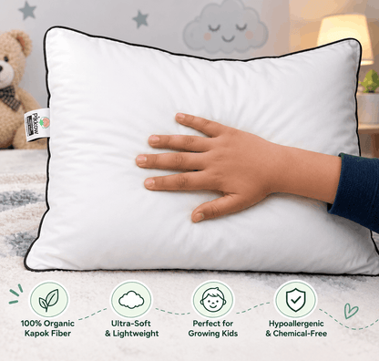 Natural Kapok Cotton Kids Pillow (Semal) For (3 Yr- 12 Yr) | White | Gentle Support