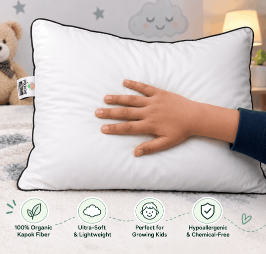 Natural Kapok Cotton Kids Pillow (Semal) For (3 Yr- 12 Yr) | White | Gentle Support