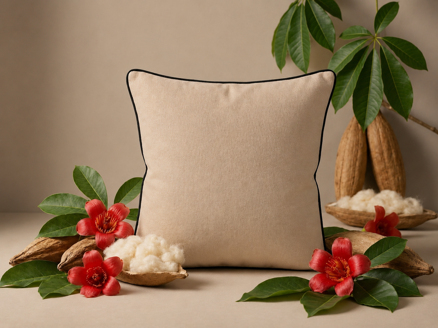 Natural Kapok Cotton Cushion (Semal) | White | Soft Comfort
