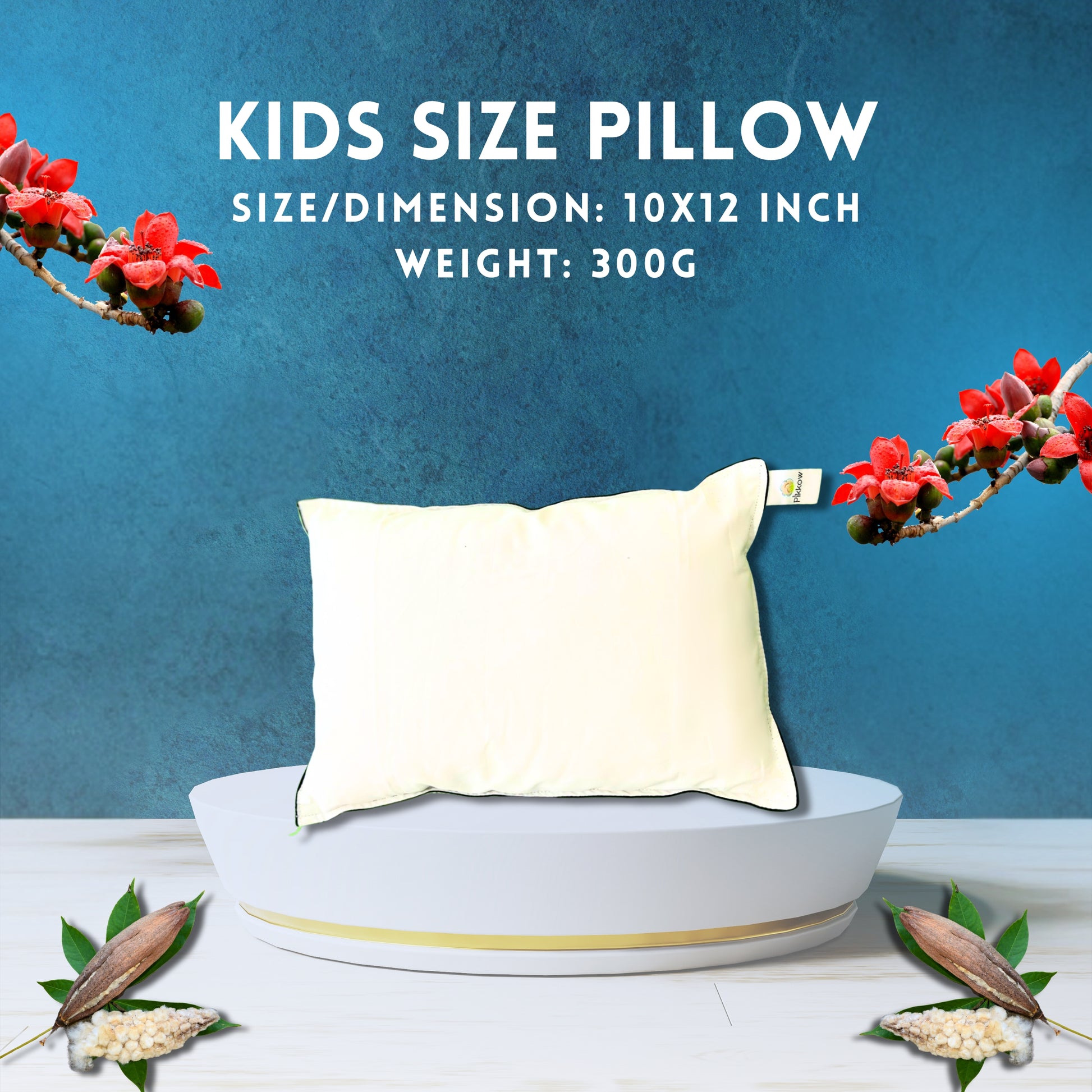 buy organic kapok pillows online for kids size, this size is perfect for kids, having pillow dimensions 10 inch x 12 inch and weight as 300 grams. Buy Now to get your kid a better and healthy sleeping.