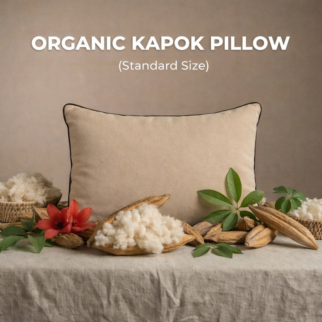 Natural Kapok Cotton Pillow (Semal) | White | Standard Size